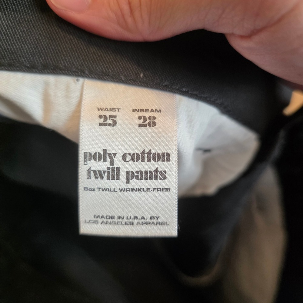 Los Angeles Apparel Black Poly Cotton Twill Pants Fits 27x28 High Rise Wide Leg - Picture 2 of 9